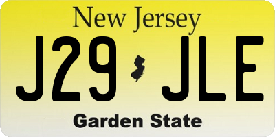 NJ license plate J29JLE