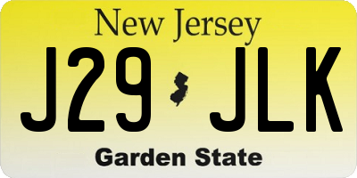 NJ license plate J29JLK