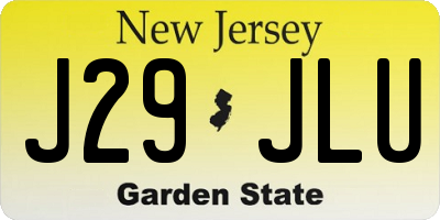 NJ license plate J29JLU