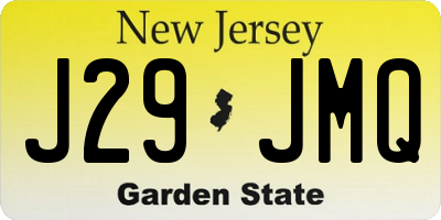 NJ license plate J29JMQ