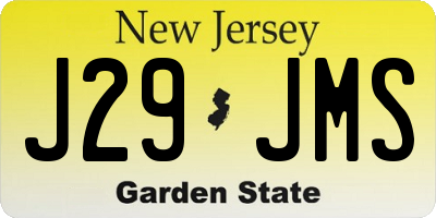 NJ license plate J29JMS