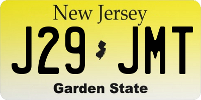 NJ license plate J29JMT