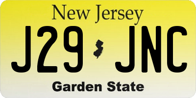 NJ license plate J29JNC