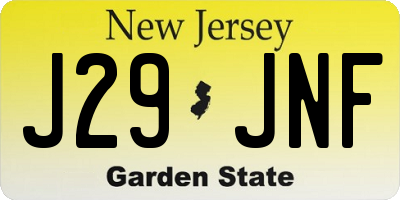 NJ license plate J29JNF