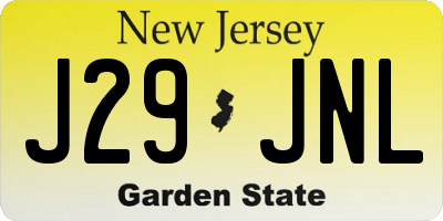 NJ license plate J29JNL