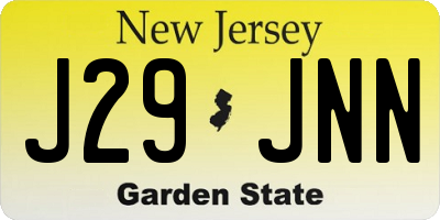 NJ license plate J29JNN