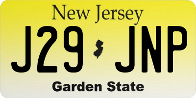 NJ license plate J29JNP