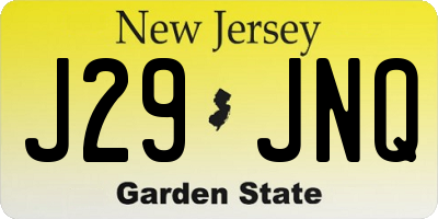 NJ license plate J29JNQ