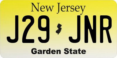 NJ license plate J29JNR