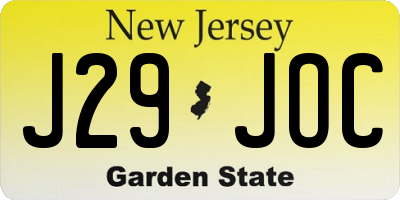 NJ license plate J29JOC