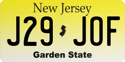 NJ license plate J29JOF