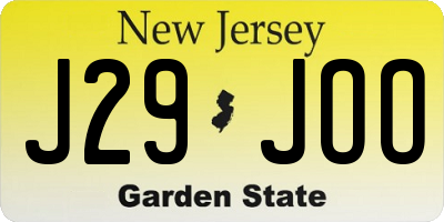 NJ license plate J29JOO