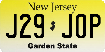NJ license plate J29JOP