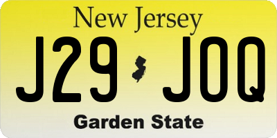 NJ license plate J29JOQ