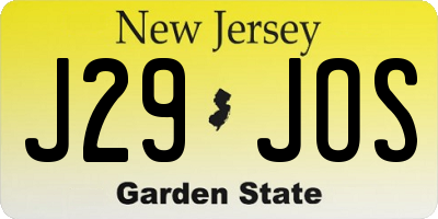 NJ license plate J29JOS