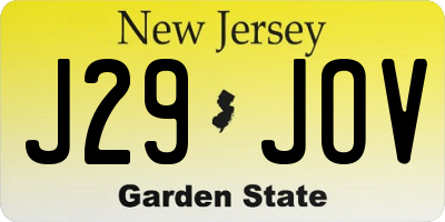 NJ license plate J29JOV