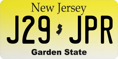 NJ license plate J29JPR