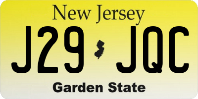NJ license plate J29JQC