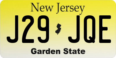 NJ license plate J29JQE