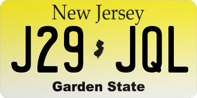 NJ license plate J29JQL