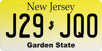 NJ license plate J29JQO