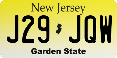 NJ license plate J29JQW