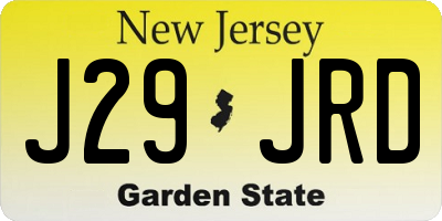 NJ license plate J29JRD