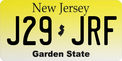 NJ license plate J29JRF