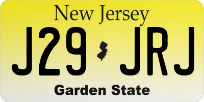 NJ license plate J29JRJ