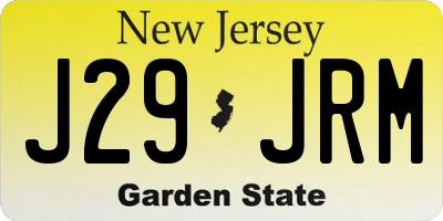 NJ license plate J29JRM