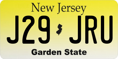NJ license plate J29JRU