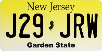 NJ license plate J29JRW