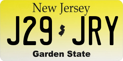 NJ license plate J29JRY