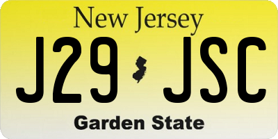 NJ license plate J29JSC
