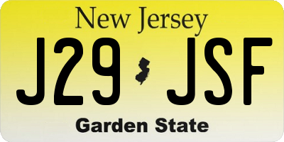 NJ license plate J29JSF