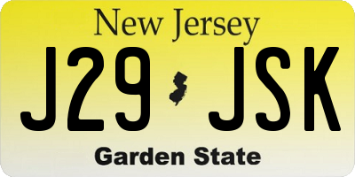 NJ license plate J29JSK