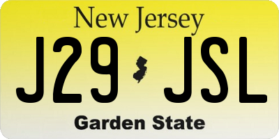 NJ license plate J29JSL