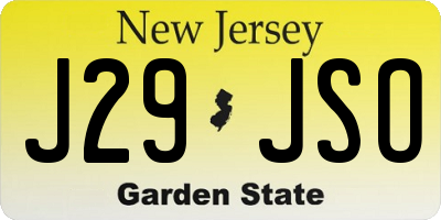 NJ license plate J29JSO
