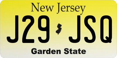 NJ license plate J29JSQ