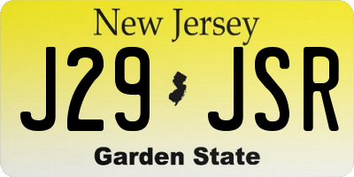 NJ license plate J29JSR
