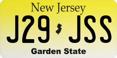 NJ license plate J29JSS