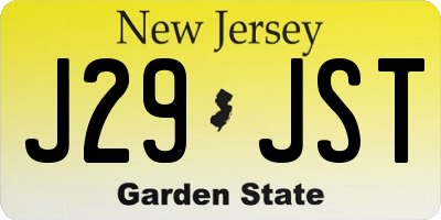 NJ license plate J29JST
