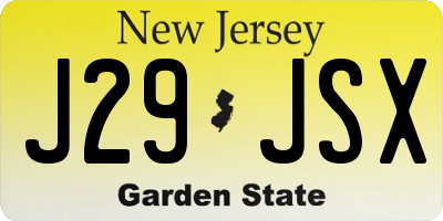 NJ license plate J29JSX