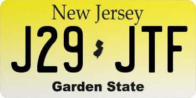 NJ license plate J29JTF