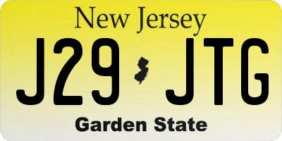NJ license plate J29JTG
