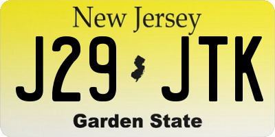 NJ license plate J29JTK