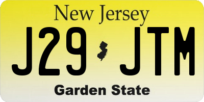 NJ license plate J29JTM