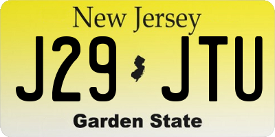 NJ license plate J29JTU