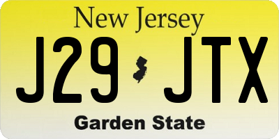 NJ license plate J29JTX
