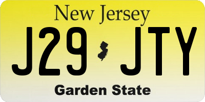 NJ license plate J29JTY